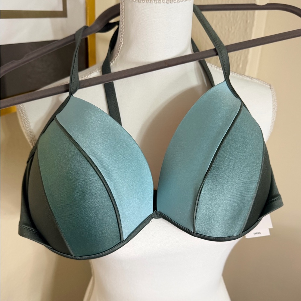 Shade & Shore Teal Green and Aqua Push-Up Bikini Top
